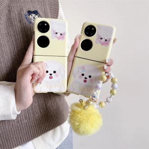 Cute Dog Design Phone Case Foldable Screen Skin Feel Compatible with Huawei Pura X Xiaomi Mixflip Samsung ZFlip6 OPPOFind N3Flip