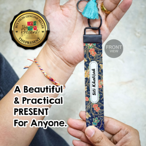 Wristlet Lanyard Keychain Printed Batik Design with Custom Name – Perfect Gift for Special Occasions