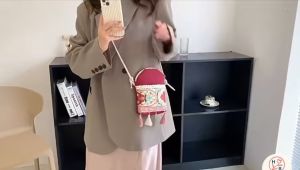 Emie Fashion Handwoven Rectangle Rattan Women Shoulder bag Leather Straps Bag Rattan Sling bag 2G-13