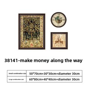 YASISHA | Elegant Retro Restaurant Wall Art Set with Clock and Money Tree