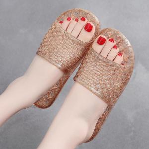 Dép Nhựa Đế Phẳng Đính Pha Lê Cho Nữ Mùa Hè Chống Trượt Chống Mùi Đế Mềm Dép Xăng Đan Dép Đi Trong Nhà Dép Đi Trong Nhà