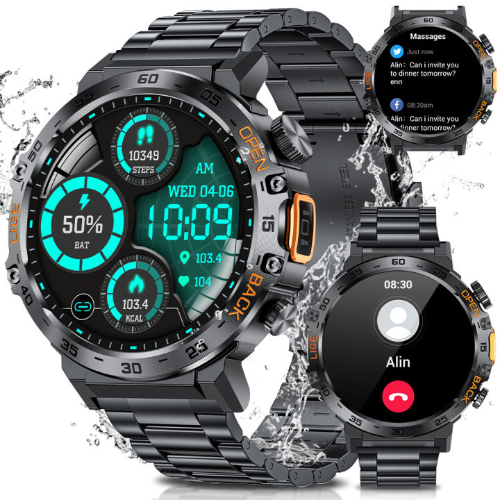 LIGE Bluetooth Call Smart Watch Men Full Touch Screen Sports Fitness Watch IP68 Waterproof for Android iOS + Box