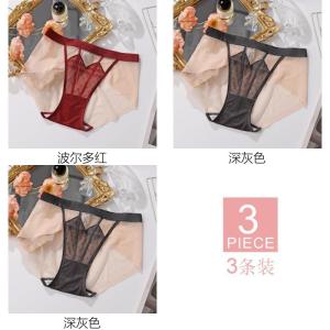 กางเกงชั้นในลูกไม้สีแดงเซ็กซี่ไร้ตะเข็บสำหรับผู้หญิง กางเกงชั้นในลูกไม้สุดเท่สำหรับฤดูร้อนปี 2025 กางเกงชั้นในผ้าไนลอนแบบสามเหลี่ยมสำหรับผู้หญิง
