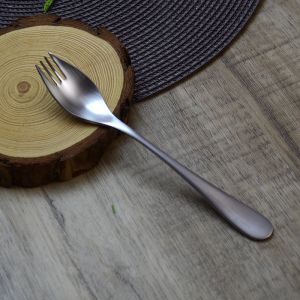 Food Grade 304 Stainless Steel Fork Spoon Integrated Ice Cream Fruit Salad Dining Utensils Lightweight Portable Restaurant Quality