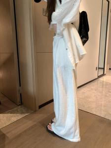 Casual Cotton Linen Wide Leg Pants Womens Loose Feelings Spring Summer High Waist Long Trousers Drawstring Elastic Waist