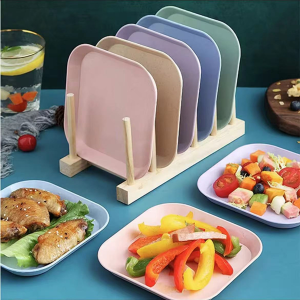 Japanese style Wheat Straw Dinner Plate Lightweight Wheat Straw Dishes Degradable Plastic Plates Reusable and Eco-friendly Dish