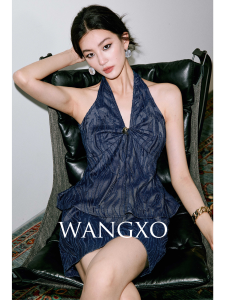WANGXO | Bộ Đồ Bao Gồm Áo Cổ V Dây Kéo Và Chân Váy Cao Waisted