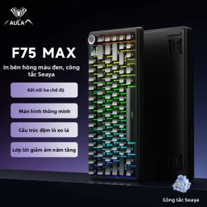 AULA | Bàn Phím Cơ Chơi Game AULA F75 MAX 75% Ba Chế Độ RGB Màn Hình TFT Gắn Trên Đế Núm Xoay Hỗ Trợ Thay Nóng Cho PC Và Mac