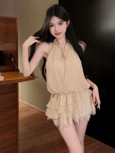 GUZILIAN | Áo Blouse Thắt Eo Đẹp Nhẹ Nhàng Với Ren Pháp