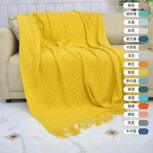 Soft Comfortable Baby-friendly Luxe-hotel-style Fringe Plain Knit Blanket