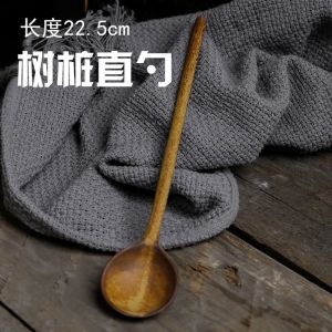 Handmade Ceramic Long Handle Spoon Coffee Stirring Spoon Thick Earthenware Creative Cute Dining Spoon Kitchen Utensil