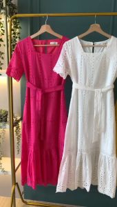 D10479 Mirror Eyelet Mermaid Hem Dress