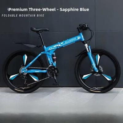 Icolou Folding Mountain Bike Adult Mens Off-Road Shock Absorption Single Speed Racing Bike for Students Women Carbon Steel Frame