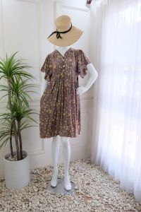 MASAYU DRESS | Kancing Bunga Depan | Busui Friendly | Lengan Pendek | Dress Selutut