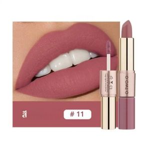 กันน้ํา 2 in 1 Matte ลิปสติก Lip GLOSS 12 สี Long Lasting Makeup เครื่องสําอาง Rouge LIPS Stick Batom Mate