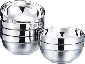 1Pcs 304 Stainless Steel Bowl Double-walled Insulated Metal Snack Bowls (18 oz)