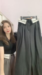 Quần ống rộng CẠP PHỐI CỔ ÁO SƠ MI Chun sau lưng vải tuyết mưa cao cấp có bigsize 106KG