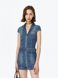 ANN ANDELMAN | Summer Deep Blue Fitted Denim Dress