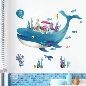 Decal giấy dán tường Cá voi Đại dương Có keo sẵn - Trang trí không gian cho bé