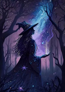 KAYOU | Adults Paint By Number Magical Witch Drawing on Canvas HandPainted Art DIY Pictures By Numbers Kit Home Decor