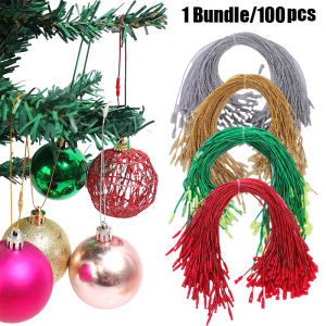100Pcs/20cm Christmas Tree Ball Tag Lanyard DIY Clothing Tag with Snap Lock Home Christmas Pendant Accessories