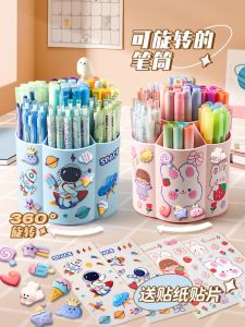 กล่องใส่ปากกาแบบหมุนได้ 360 องศาสำหรับเด็กผู้หญิงน่ารักและน่ารักสำหรับโต๊ะทำงานสำนักงาน กล่องใส่ปากกาแบบแฟชั่นสำหรับนักเรียนชั้นมัธยมต้น