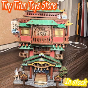 Bandai | Tonecheer Diy Wooden Spa Themed Miniature House 3d Building Blocks Puzzle Kit Induction Open Cover Creative Assembly Decor Gift