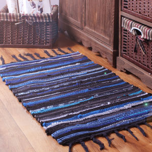 Nordic Cotton Linen Patchwork Living Room Carpet Bedside Kitchen Long Stripe Absorbent Floor Mat Home Decor Hotel Use