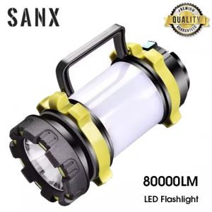 SANX LED Flashlight Camping Lantern Rechargeable Lantern 80000LM 3600mAh Waterproof Camping Flashlight for Hiking Emergency Home Outdoor