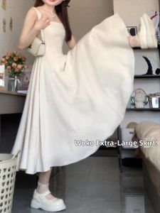 SUHUIQIAN | Pinched Waist White A-line Summer Dress