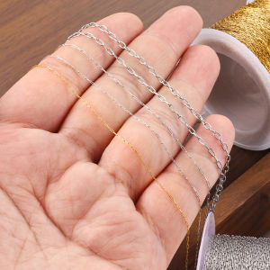 Stainless Steel 18K Gold Beaded Chain 0.6mm Oval Cross Chain Jewelry Handmade diy Fine Chain Accessories
