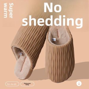 MONLEYTA | Italian Luxury Waterproof PU Leather Cotton Slippers Home Use Mens Womens New Style Autumn Winter Indoor Slippers Anti-slip Thick Bottom