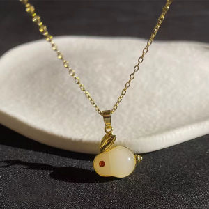 Kalung Liontin Giok Wanita Bentuk Kelinci Hadiah Valentine Wanita#x19