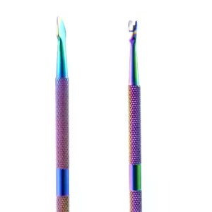 Ready Stock 7 Pcs Rainbow Stainless Steel Nail Art Tools Cuticle Spoon Pusher Dead Skin Fork Gel Remover Nipper Tweezer Pedicure