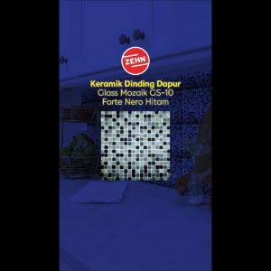 Keramik Dinding Dapur Glass Mozaik GS-10 30x30 Cm Forte Nero Hitam