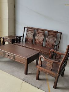 Redwood Pine Wood Sofa Pure Solid Wood Living Room Traditional Chinese Style U-Shape Sofa Hardwood Carving No Storage Space