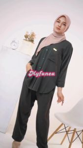 Myfanea - Tania One Set Polos - Setelan Baju Dan Celana Panjang Wanita Dewasa - Katun Rayon Twill
