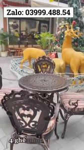 Bộ bàn ghế ban công ngoài trời Nhôm đúc đẹp Bàn ghế sân vườn ngoài trời Bàn ghế ngoài trời - BO11