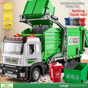 Large Alloy Trash Truck Toy with Sorting Bins