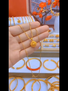 Pawnable legit 18k Saudi Gold Nasasangla 100% Original Necklace Hydrangea Pendant Womens Gift Accessories Hypoallergenic 18″