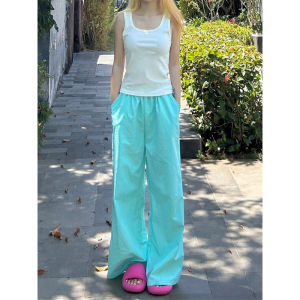 AXEF Summer Quick Dry Dopaamine Loose Wide Leg Pants Womens High Waist Draping Illusion Slim Straight Leg Casual Trousers