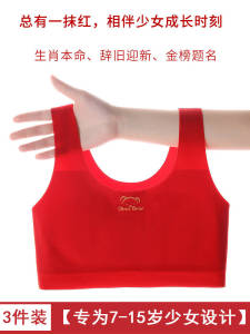 Red 2026 Horse Year Integrated Underwear for Girls Primary School Students Junior High School Girls Vest Style Bra