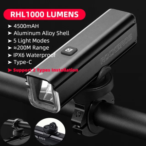 ROCKBROS Đèn Xe Đạp 1000 Lumen 4500 MAh Đèn Trước Xe Đạp Chống Nước Sạc Lại Được Đèn Pha Xe Đạp Hợp Kim Nhôm Đèn Pin LED Phụ Kiện Xe Đạp