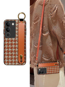 Icool Luxury Vintage Phone Case with Wrist Strap for S20 S18 S19 S17 Vivo S16PRO Support Protection Soft Silicone Female Model