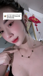 RAISS Women Clover Chain Clover Black Eye Fashion Chain Necklace