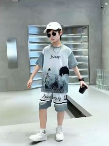 (18kg-50kg)Bộ quần áo hè bé trai bộ đồ hè bé trai mẫu LA vải thun lạnh size từ 18-50kg set đồ cộc bé trai đồ bộ bé trai