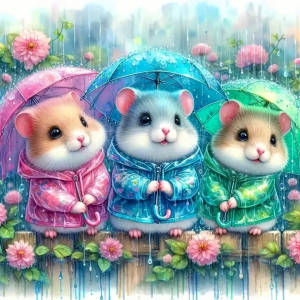 Huacan Diamond Painting Cartoon Animal Mouse 5D Full Drill Colorful Umbrella Mosaic Rhinestones Kit Diy Home Decor