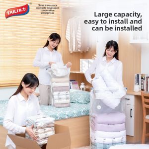 LORDWEY Clothes Storage Vacuum Bag with Valve No Need Pump Transparent Folding Compressed Organizer Travel Large Vacuum Bags Seal Packet