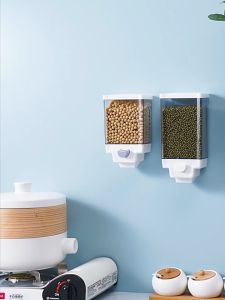 Wall Mounted Cereal Dispenser Beans Grains Dispenser Kitchen Dry Food Storage Container