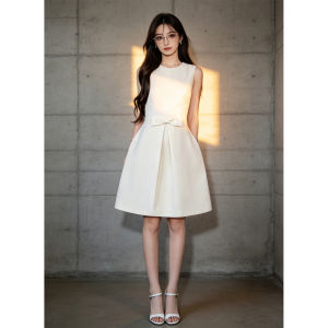 PIAOYA | Elegant A-Line Sleeveless Waist-Cinching Summer Dress with Bow